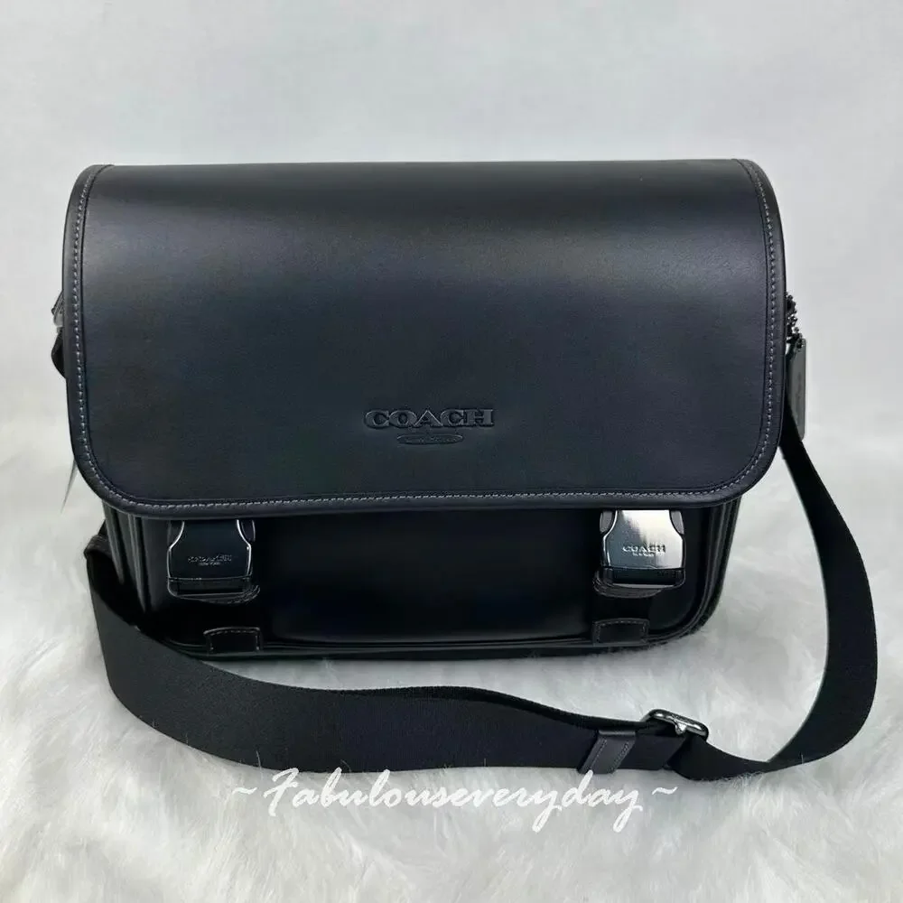 Coach Men Racer Messenger Bag Crossbody In Leather/Qb/Black CU110 NWT
